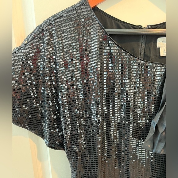 Karen Millen Sequin Black Satin Dress - Picture 5 of 15